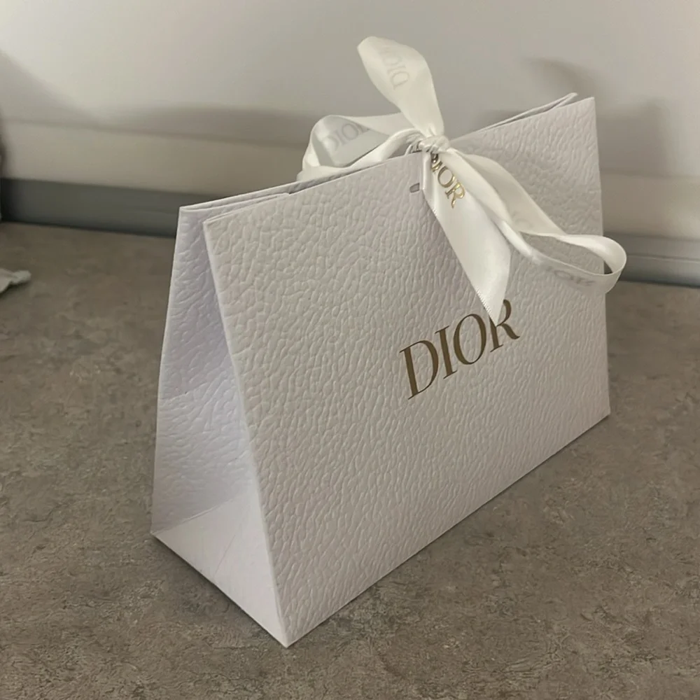 Dior White Gift Bag with Gold Logo